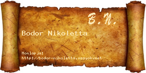 Bodor Nikoletta névjegykártya